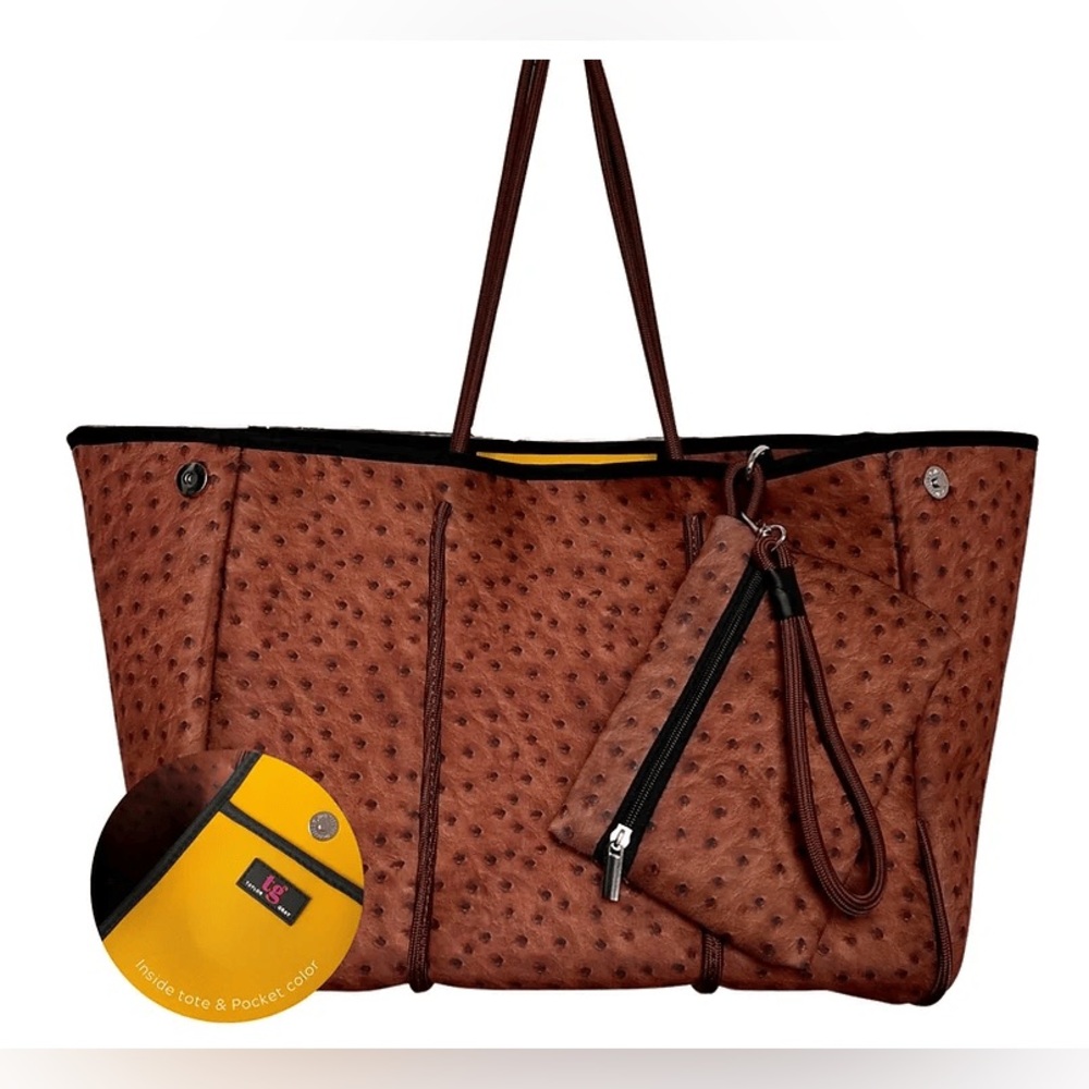 Taylor Gray Zandy Tote Bag – Brown Ostrich‎ Print 👜✨